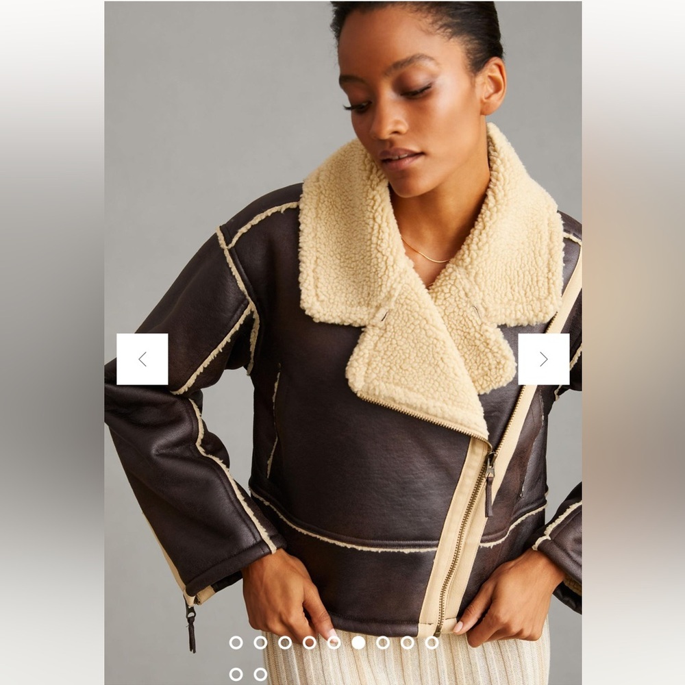 Anthropologie NWT Pilcro Faux-Leather Sherpa-Lined Jacket size M. - Picture 8 of 16